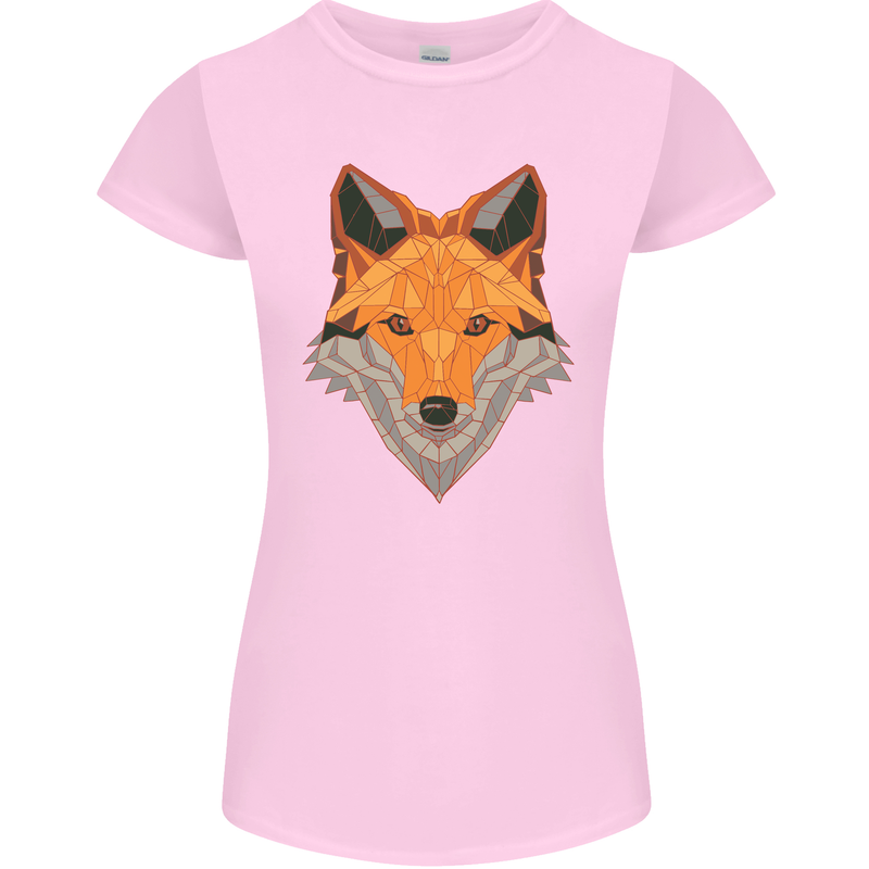 Polygonal Fox Womens Petite Cut T-Shirt Light Pink