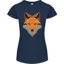 Polygonal Fox Womens Petite Cut T-Shirt Navy Blue