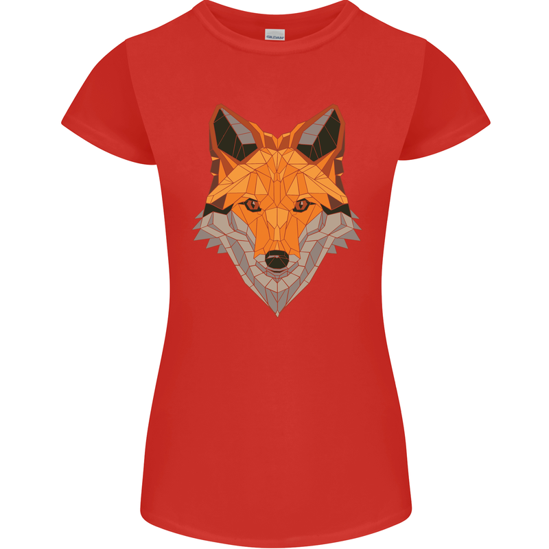 Polygonal Fox Womens Petite Cut T-Shirt Red