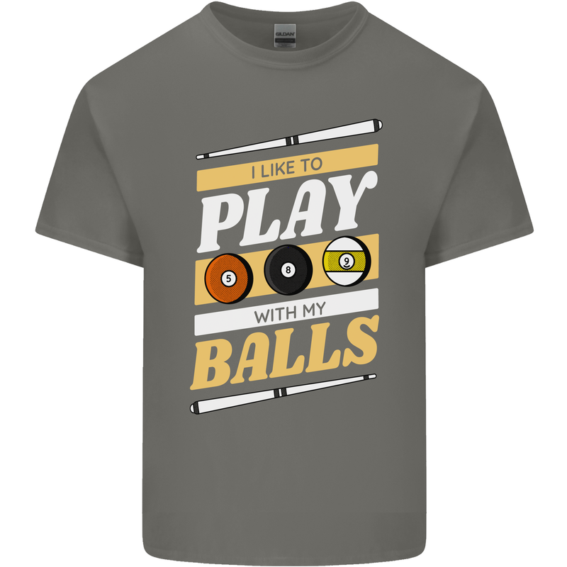 Pool I Like to Play With My Balls 9-Ball Kids T-Shirt Childrens Charcoal