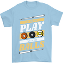 Pool I Like to Play With My Balls 9-Ball Mens T-Shirt 100% Cotton Light Blue