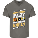 Pool I Like to Play With My Balls 9-Ball Mens V-Neck Cotton T-Shirt Charcoal