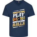 Pool I Like to Play With My Balls 9-Ball Mens V-Neck Cotton T-Shirt Navy Blue
