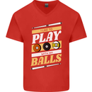 Pool I Like to Play With My Balls 9-Ball Mens V-Neck Cotton T-Shirt Red