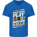 Pool I Like to Play With My Balls 9-Ball Mens V-Neck Cotton T-Shirt Royal Blue