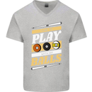 Pool I Like to Play With My Balls 9-Ball Mens V-Neck Cotton T-Shirt Sports Grey