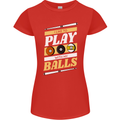 Pool I Like to Play With My Balls 9-Ball Womens Petite Cut T-Shirt Red