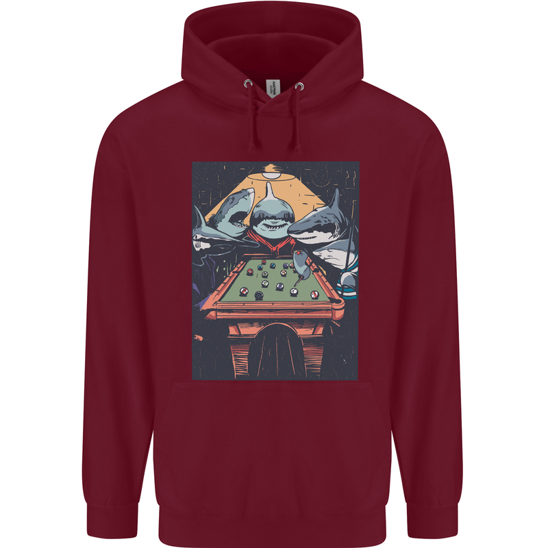 Pool Shark Snooker Player Childrens Kids Hoodie Maroon