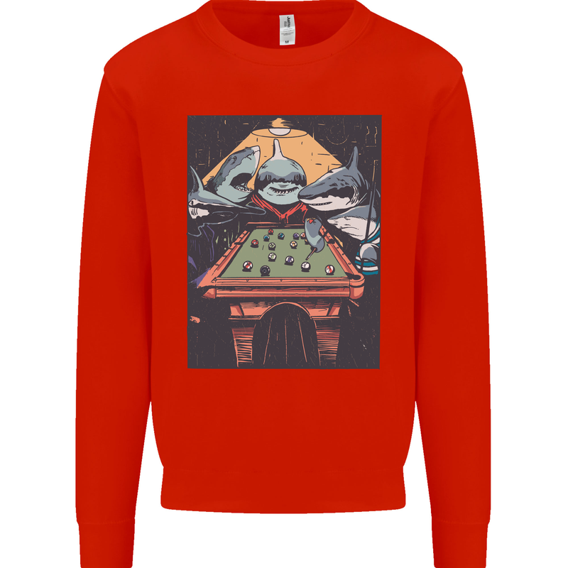 Pool Shark Snooker Player Kids Sweatshirt Jumper Bright Red