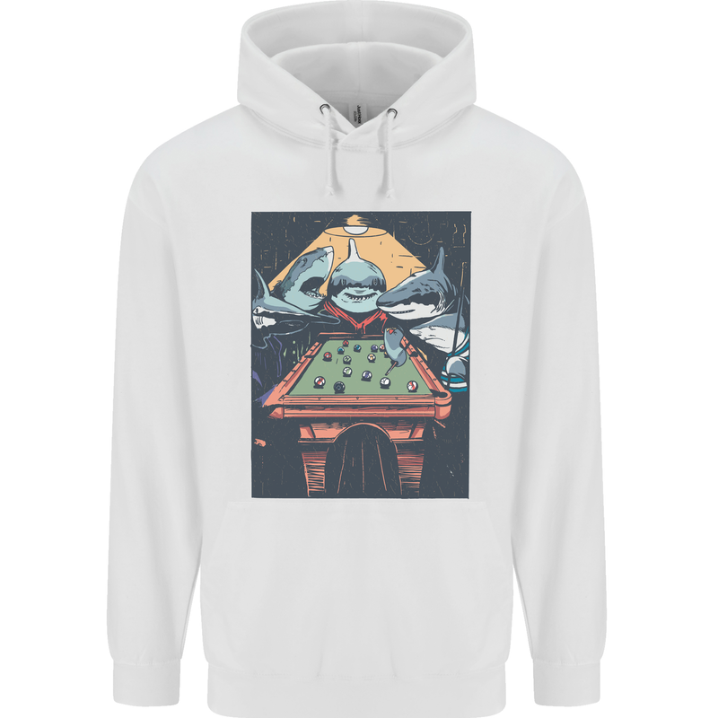 Pool Shark Snooker Player Mens 80% Cotton Hoodie White