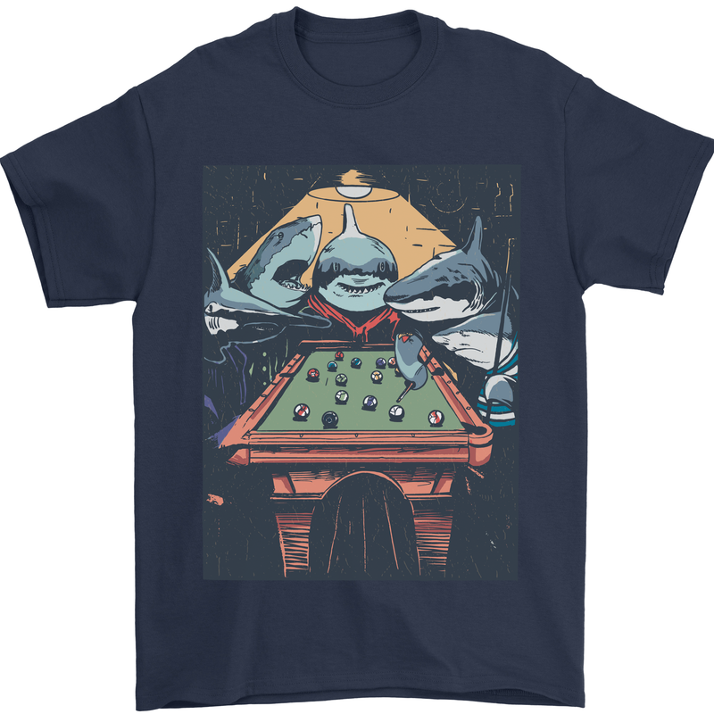 Pool Shark Snooker Player Mens T-Shirt 100% Cotton Navy Blue