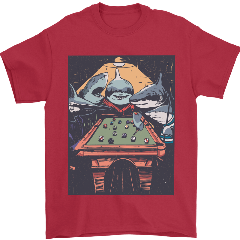 Pool Shark Snooker Player Mens T-Shirt 100% Cotton Red