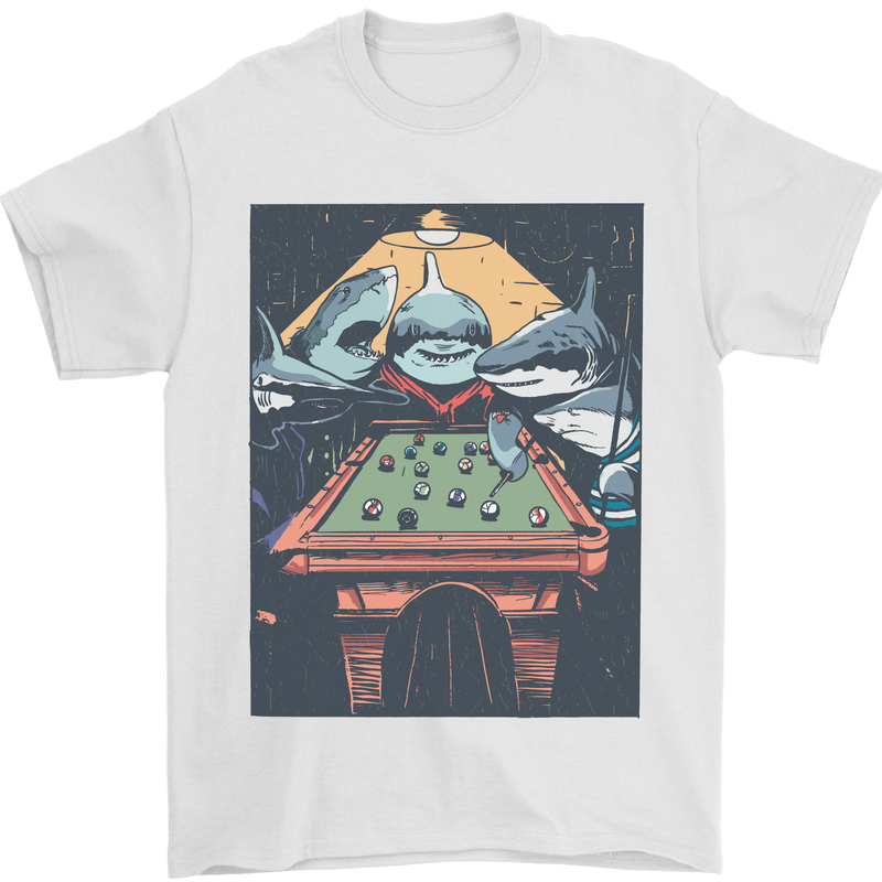 Pool Shark Snooker Player Mens T-Shirt 100% Cotton White