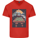Pool Shark Snooker Player Mens V-Neck Cotton T-Shirt Red