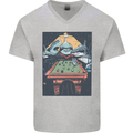 Pool Shark Snooker Player Mens V-Neck Cotton T-Shirt Sports Grey