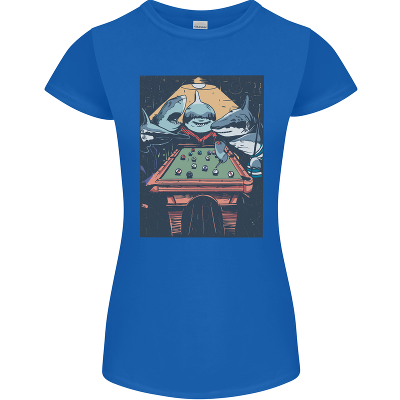 Pool Shark Snooker Player Womens Petite Cut T-Shirt Royal Blue