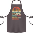 Pops Man Myth Legend Funny Fathers Day Cotton Apron 100% Organic Dark Grey