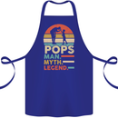 Pops Man Myth Legend Funny Fathers Day Cotton Apron 100% Organic Royal Blue