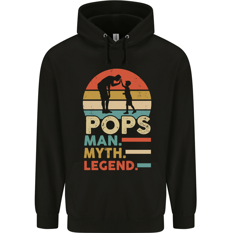 Pops Man Myth Legend Funny Fathers Day Mens 80% Cotton Hoodie Black