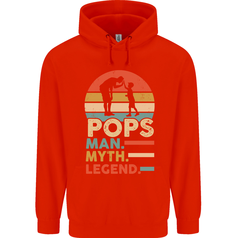 Pops Man Myth Legend Funny Fathers Day Mens 80% Cotton Hoodie Bright Red