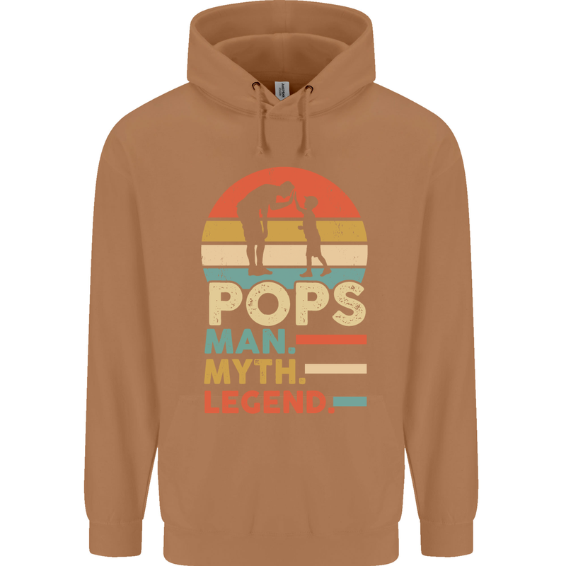 Pops Man Myth Legend Funny Fathers Day Mens 80% Cotton Hoodie Caramel Latte