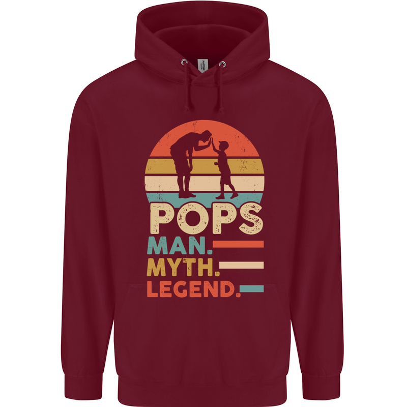 Pops Man Myth Legend Funny Fathers Day Mens 80% Cotton Hoodie Maroon