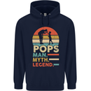 Pops Man Myth Legend Funny Fathers Day Mens 80% Cotton Hoodie Navy Blue