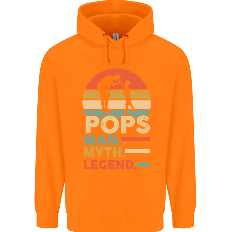 Pops Man Myth Legend Funny Fathers Day Mens 80% Cotton Hoodie Orange