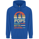 Pops Man Myth Legend Funny Fathers Day Mens 80% Cotton Hoodie Royal Blue