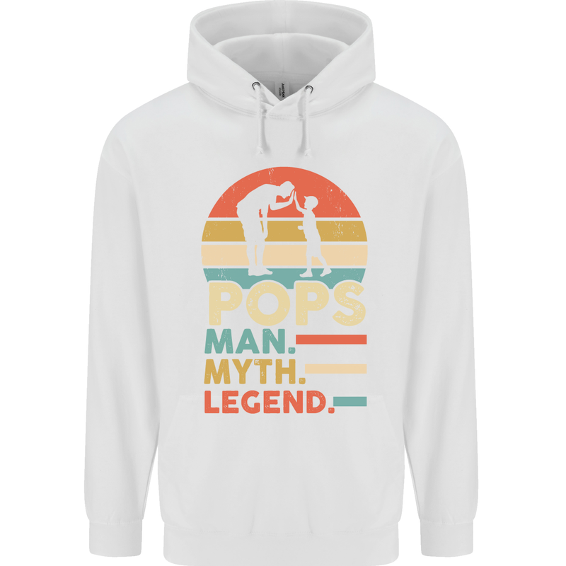 Pops Man Myth Legend Funny Fathers Day Mens 80% Cotton Hoodie White