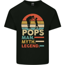 Pops Man Myth Legend Funny Fathers Day Mens Cotton T-Shirt Tee Top Black