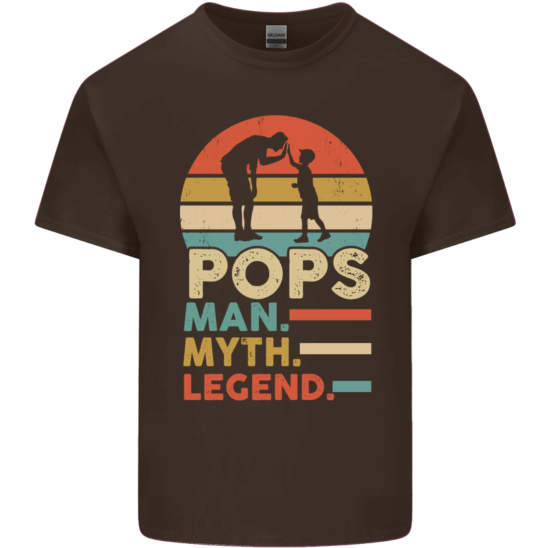 Pops Man Myth Legend Funny Fathers Day Mens Cotton T-Shirt Tee Top Dark Chocolate