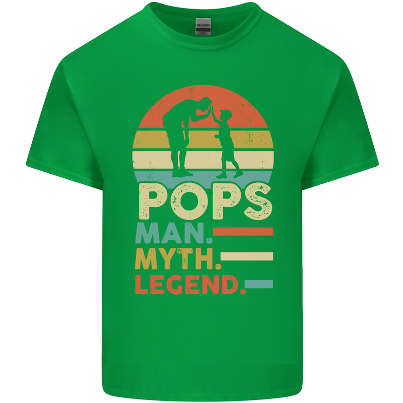 Pops Man Myth Legend Funny Fathers Day Mens Cotton T-Shirt Tee Top Irish Green