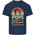 Pops Man Myth Legend Funny Fathers Day Mens Cotton T-Shirt Tee Top Navy Blue
