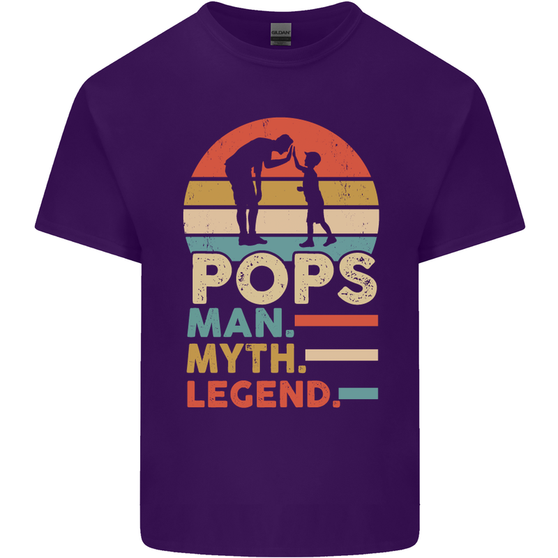Pops Man Myth Legend Funny Fathers Day Mens Cotton T-Shirt Tee Top Purple