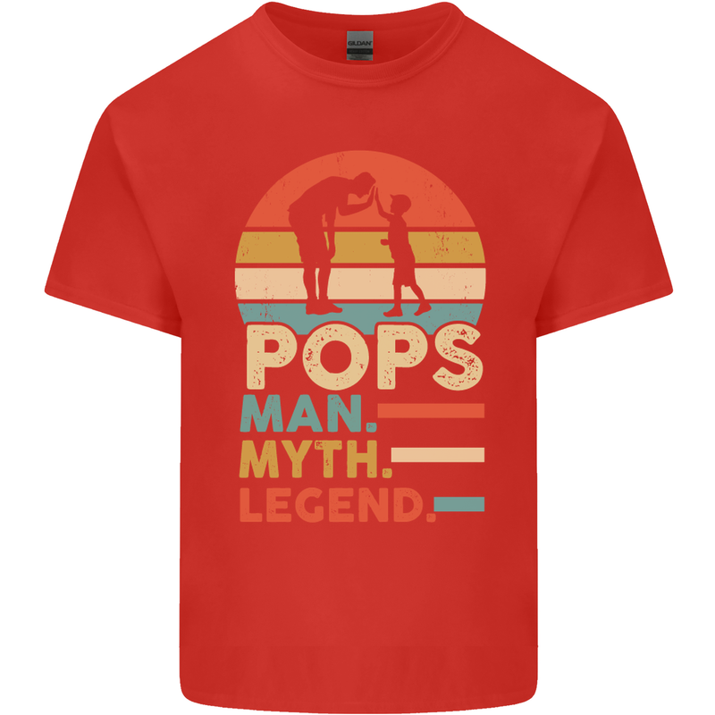 Pops Man Myth Legend Funny Fathers Day Mens Cotton T-Shirt Tee Top Red