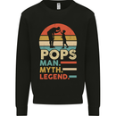 Pops Man Myth Legend Funny Fathers Day Mens Sweatshirt Jumper Black