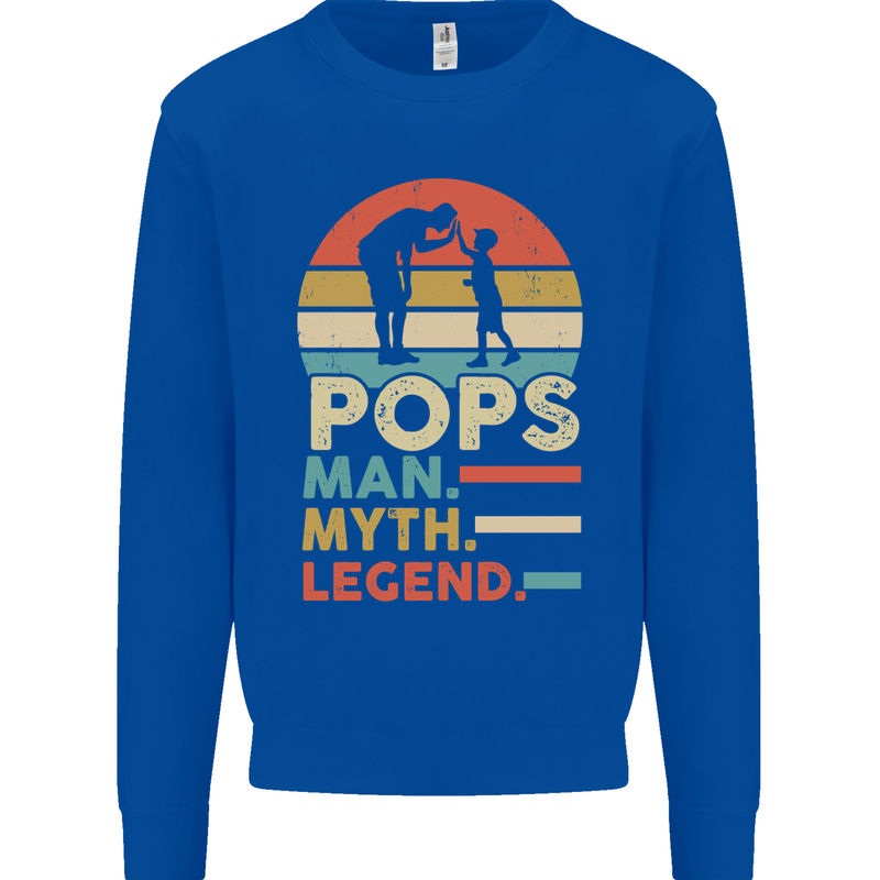 Pops Man Myth Legend Funny Fathers Day Mens Sweatshirt Jumper Royal Blue