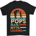 Pops Man Myth Legend Funny Fathers Day Mens T-Shirt Cotton Gildan Black