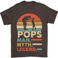 Pops Man Myth Legend Funny Fathers Day Mens T-Shirt Cotton Gildan Dark Chocolate