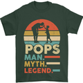 Pops Man Myth Legend Funny Fathers Day Mens T-Shirt Cotton Gildan Forest Green