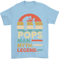 Pops Man Myth Legend Funny Fathers Day Mens T-Shirt Cotton Gildan Light Blue