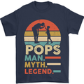 Pops Man Myth Legend Funny Fathers Day Mens T-Shirt Cotton Gildan Navy Blue