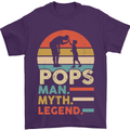 Pops Man Myth Legend Funny Fathers Day Mens T-Shirt Cotton Gildan Purple