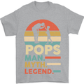 Pops Man Myth Legend Funny Fathers Day Mens T-Shirt Cotton Gildan Sports Grey