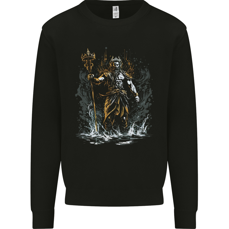 Poseidon Greek God of Water Mythology Kids Sweatshirt Jumper Black