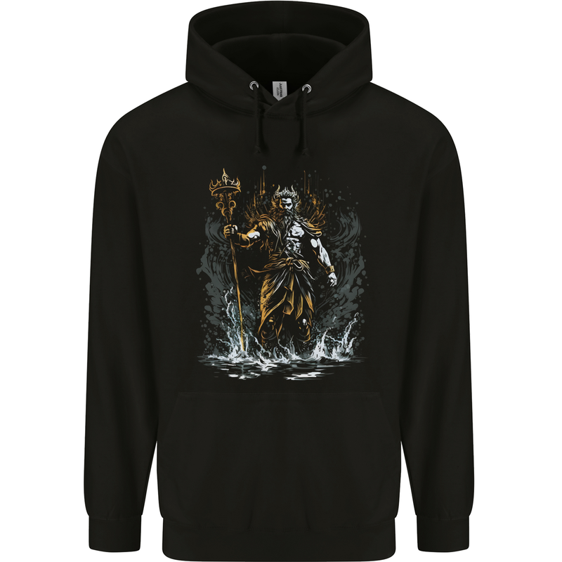 Poseidon Greek God of Water Mythology Mens 80% Cotton Hoodie Black