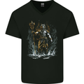 Poseidon Greek God of Water Mythology Mens V-Neck Cotton T-Shirt Black