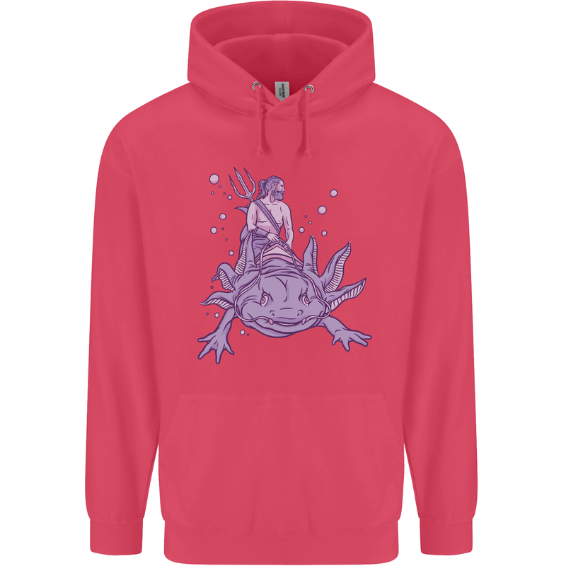 Poseidon Riding an Axaloti Childrens Kids Hoodie Heliconia