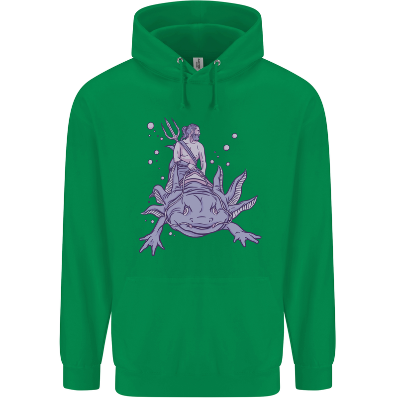 Poseidon Riding an Axaloti Childrens Kids Hoodie Irish Green